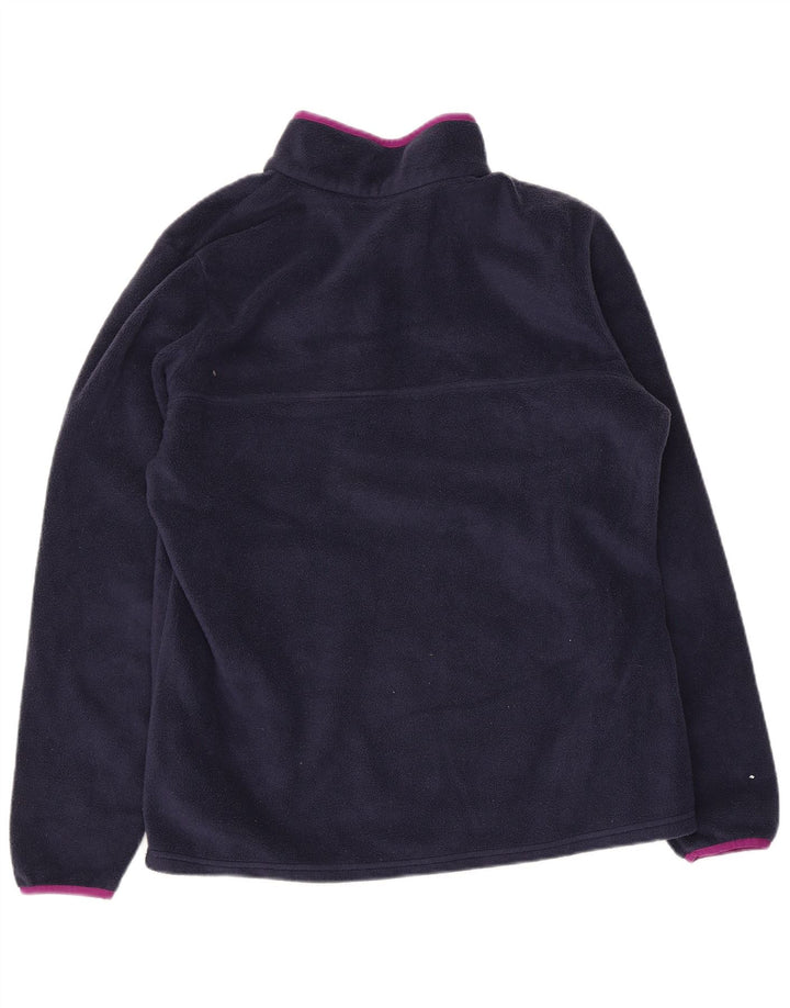 Maglione in pile da donna Columbia con collo a bottoni UK 16 grande poliestere blu navy