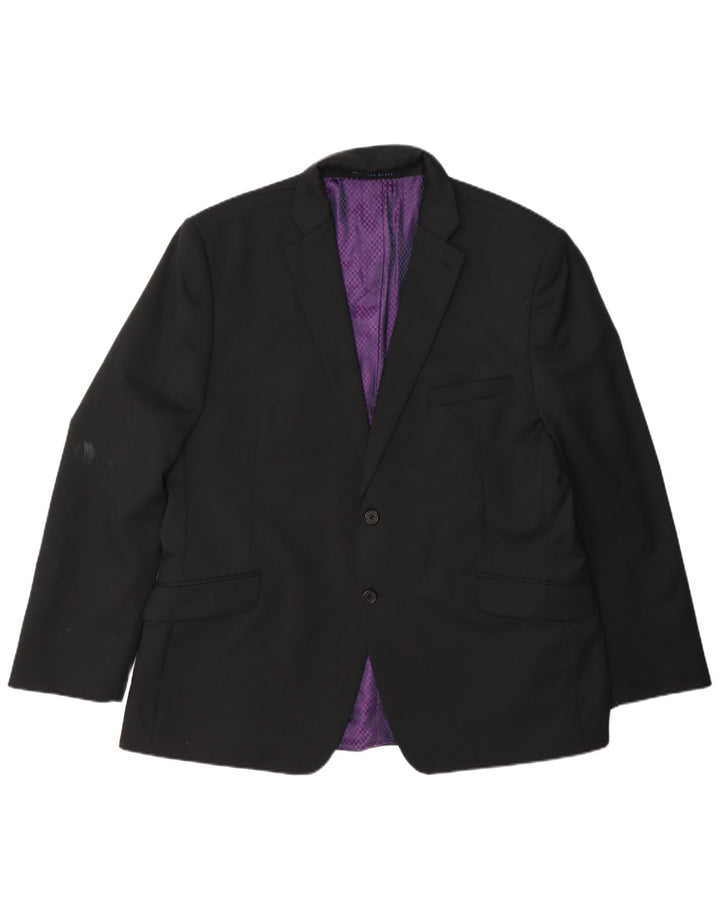 Giacca blazer da uomo a 2 bottoni Ted Baker UK 40 grande lana nera