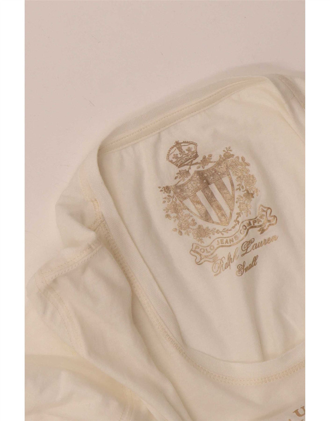Top grafico da donna Ralph Lauren manica lunga UK 8 piccolo bianco