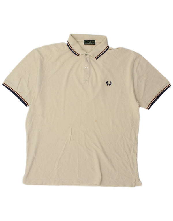 Polo da uomo Fred Perry grande in cotone bianco sporco