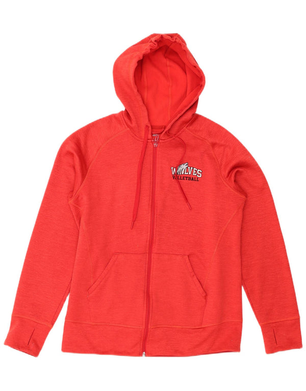 Felpa con cappuccio e zip da basket Adidas Wolves da donna UK 12/14 Rosso medio