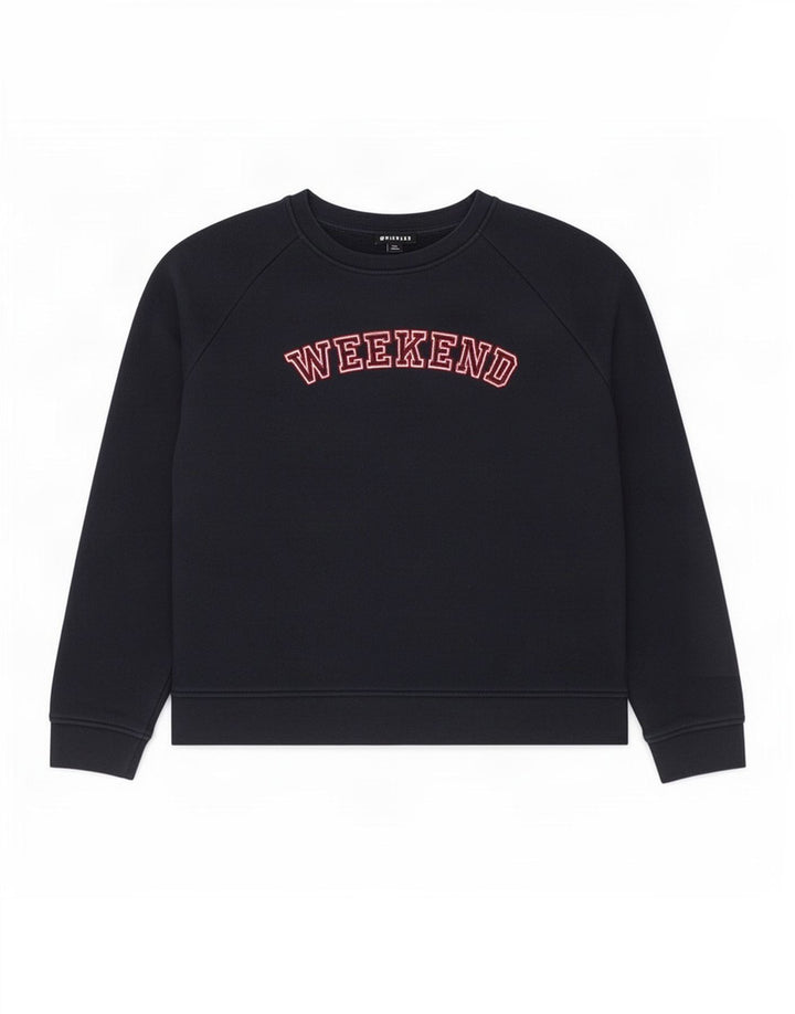 Felpa grafica da donna per il fine settimana di Whistles, UK 14, medio, blu navy