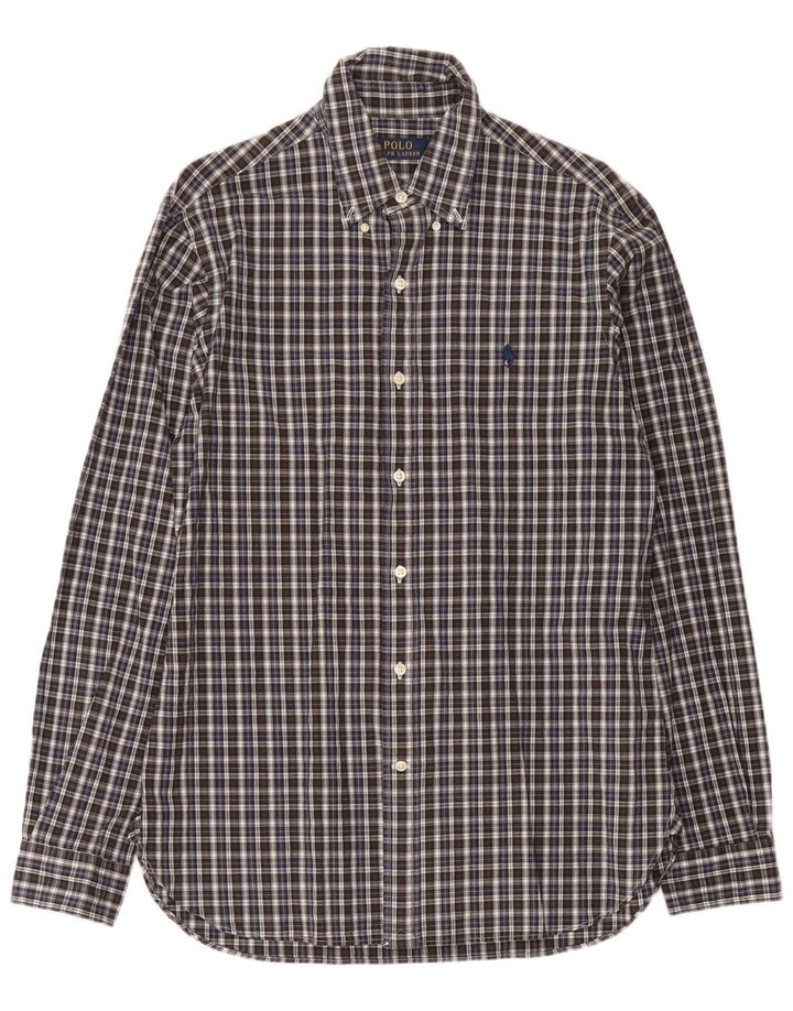 Camicia da uomo Polo Ralph Lauren taglia 15 cotone medio a quadri blu navy