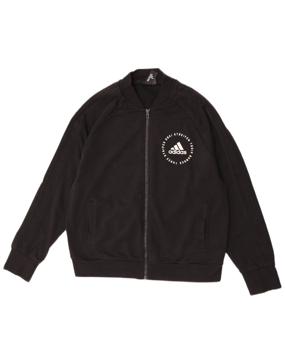 Giacca da ginnastica grafica da donna Adidas UK 12/14 cotone nero medio