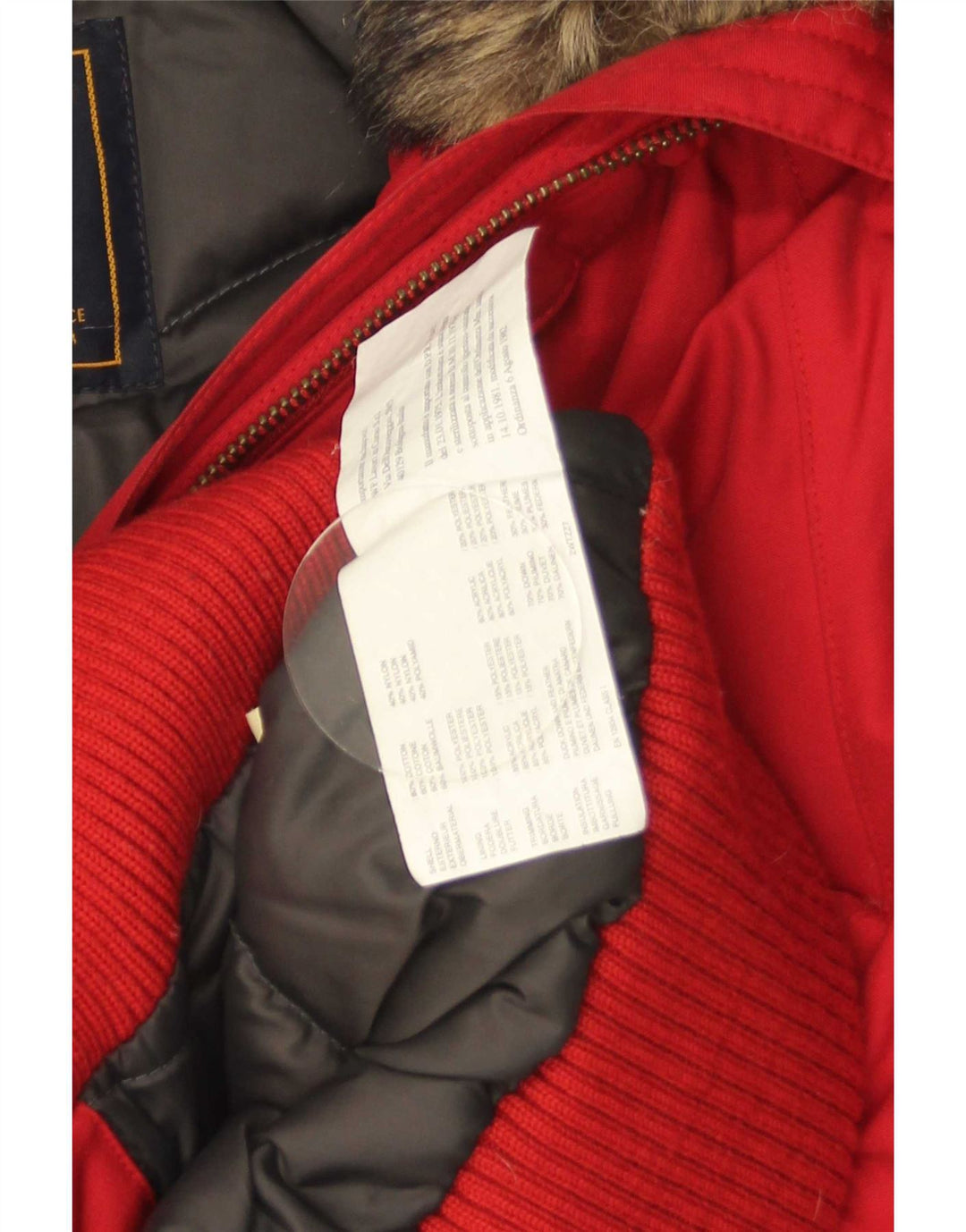 Giacca imbottita con cappuccio da donna Woolrich UK 14 grande cotone rosso