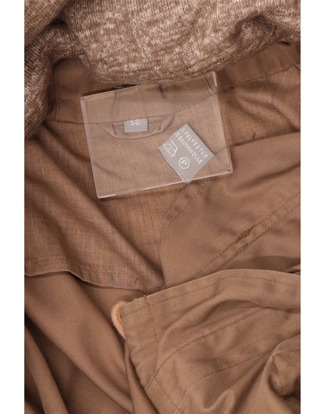 Giacca militare vintage da uomo con cappuccio IT 52 XL Poliestere beige