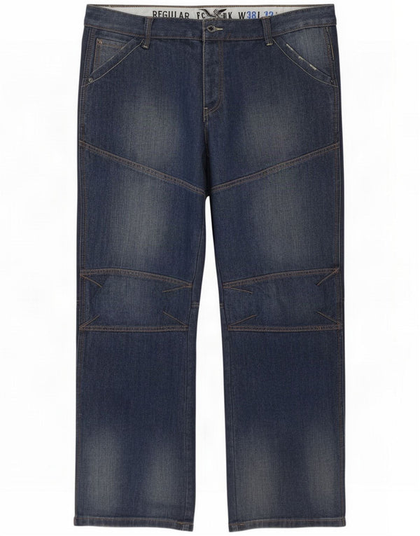 Fcuk Jeans dritti da uomo W38 L32 Blu Cotone