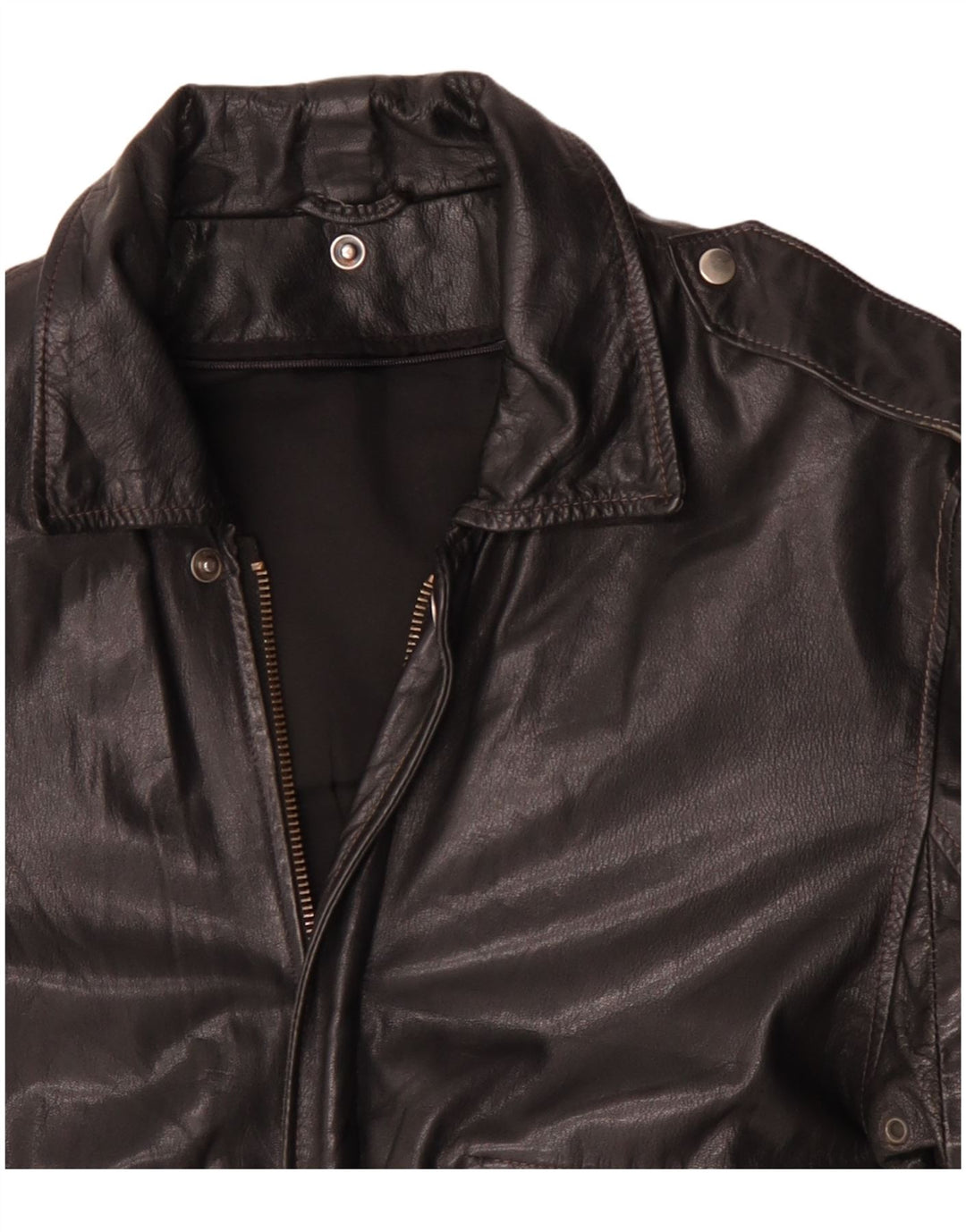 Giacca in pelle militare vintage da uomo IT 50 grande in pelle nera