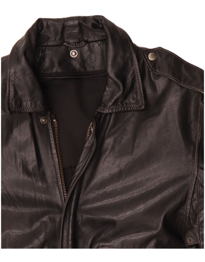 Giacca in pelle militare vintage da uomo IT 50 grande in pelle nera