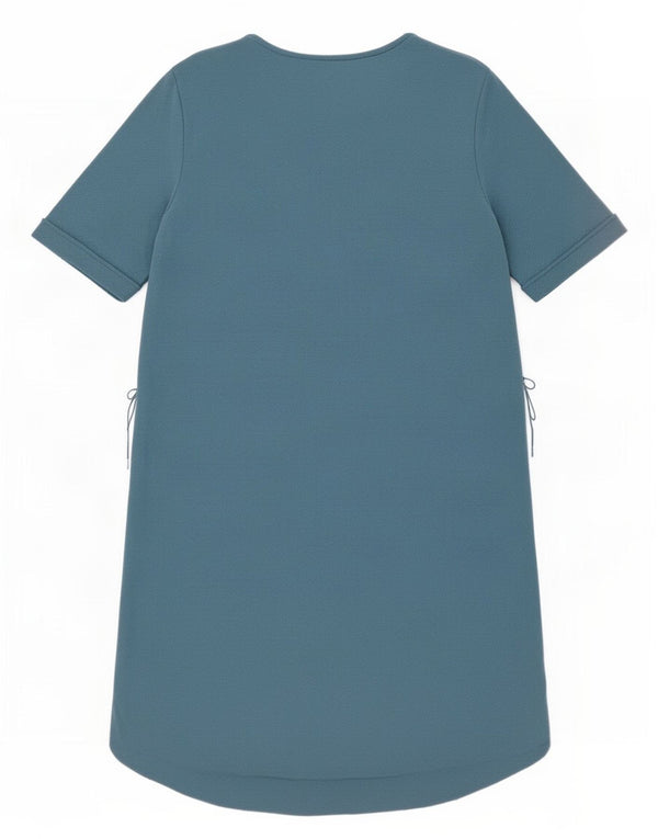 Abito a trapezio a maniche corte da donna Zara UK 14 Poliestere blu medio