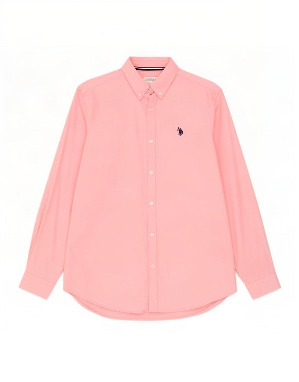 Polo Assn. Camicia da uomo grande in cotone rosa