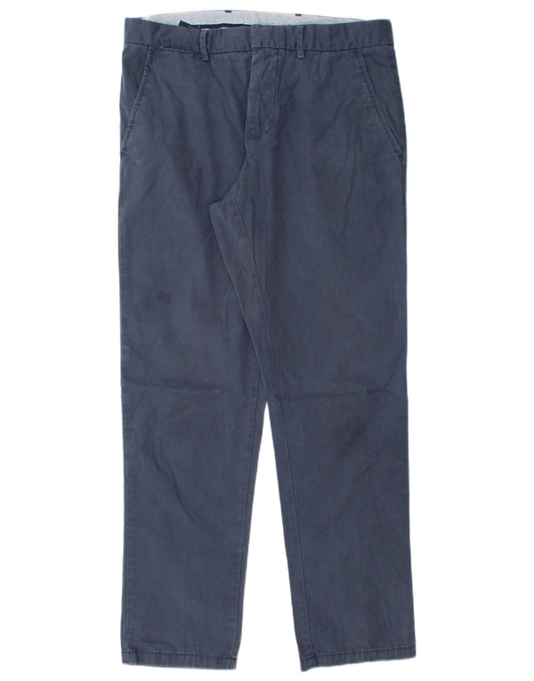 Pantaloni chino dritti da uomo Tommy Hilfiger W32 L30 cotone blu navy