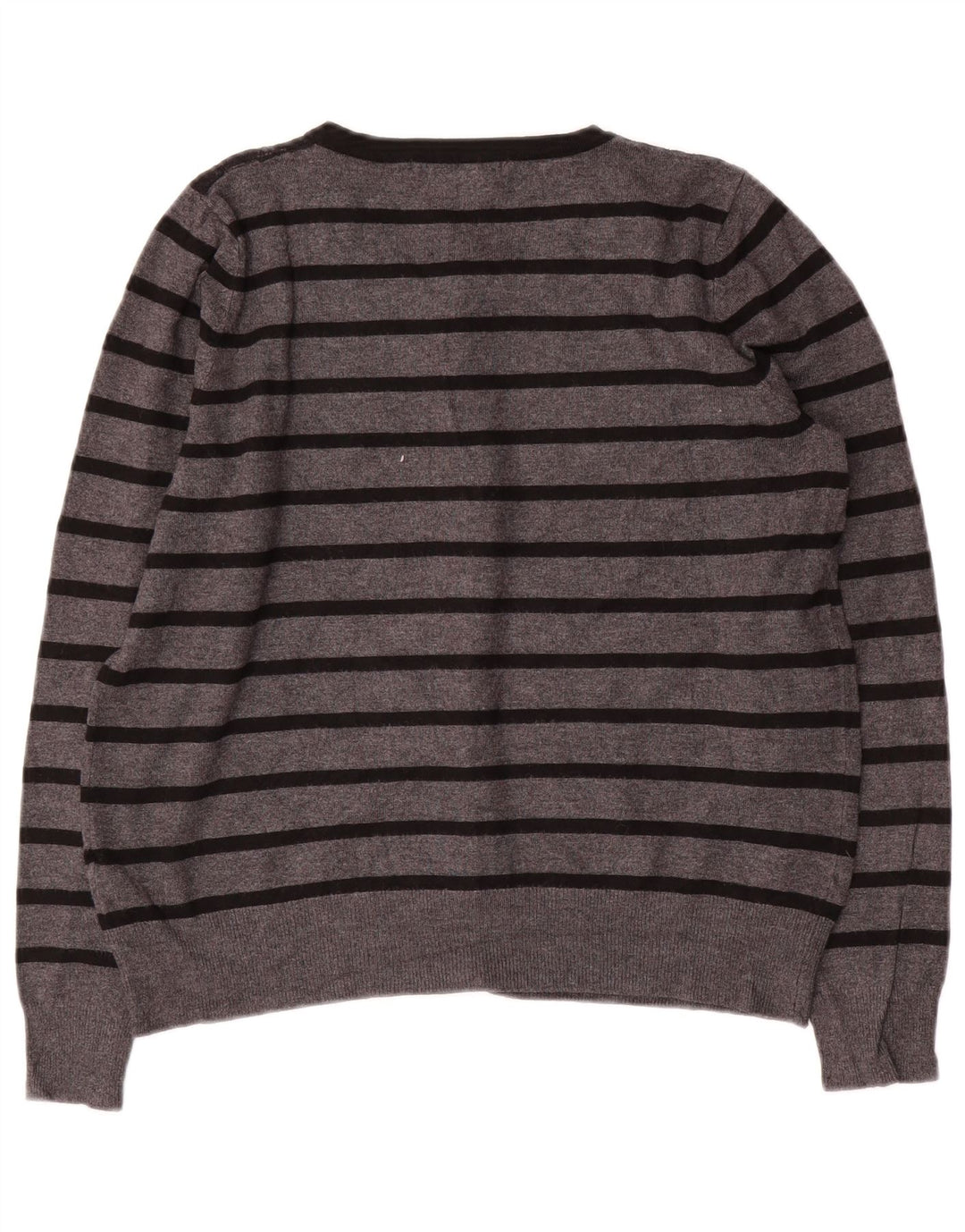 MARKS & SPENCER Maglione cardigan corto da donna UK 14 Grigio medio a righe