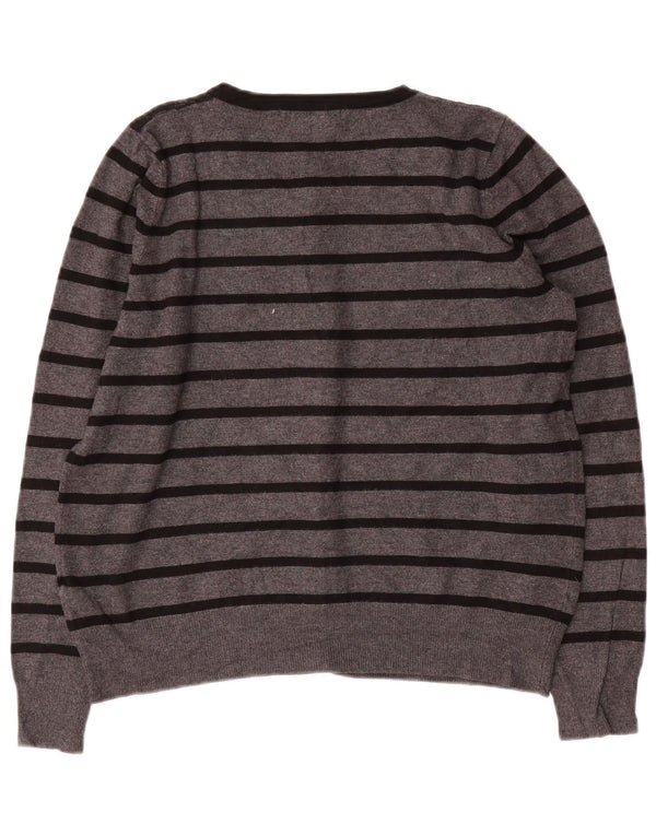 MARKS & SPENCER Maglione cardigan corto da donna UK 14 Grigio medio a righe