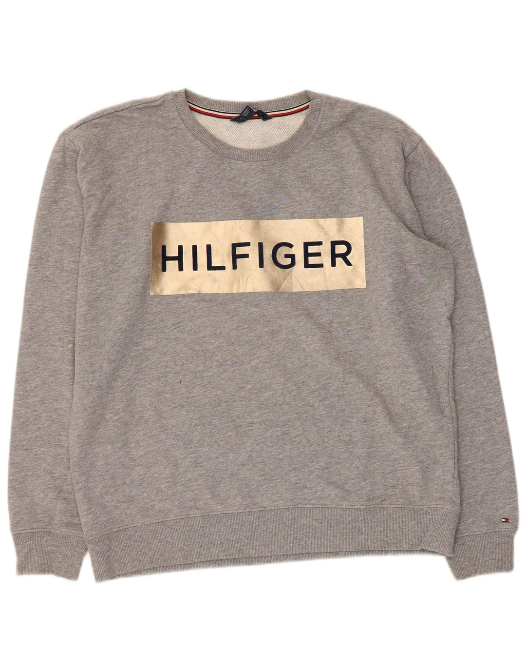 Tommy Hilfiger Uomo Felpa grafica Maglione Cotone chiazzato grigio medio