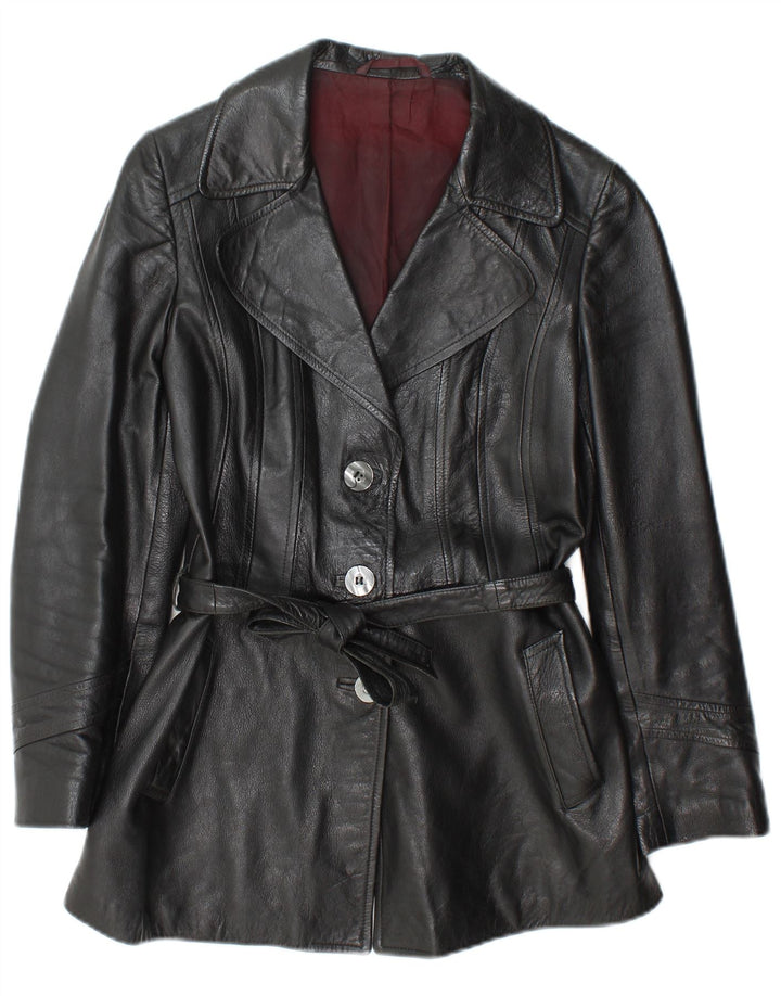 Giacca in pelle da donna vintage IT 44 media in pelle nera