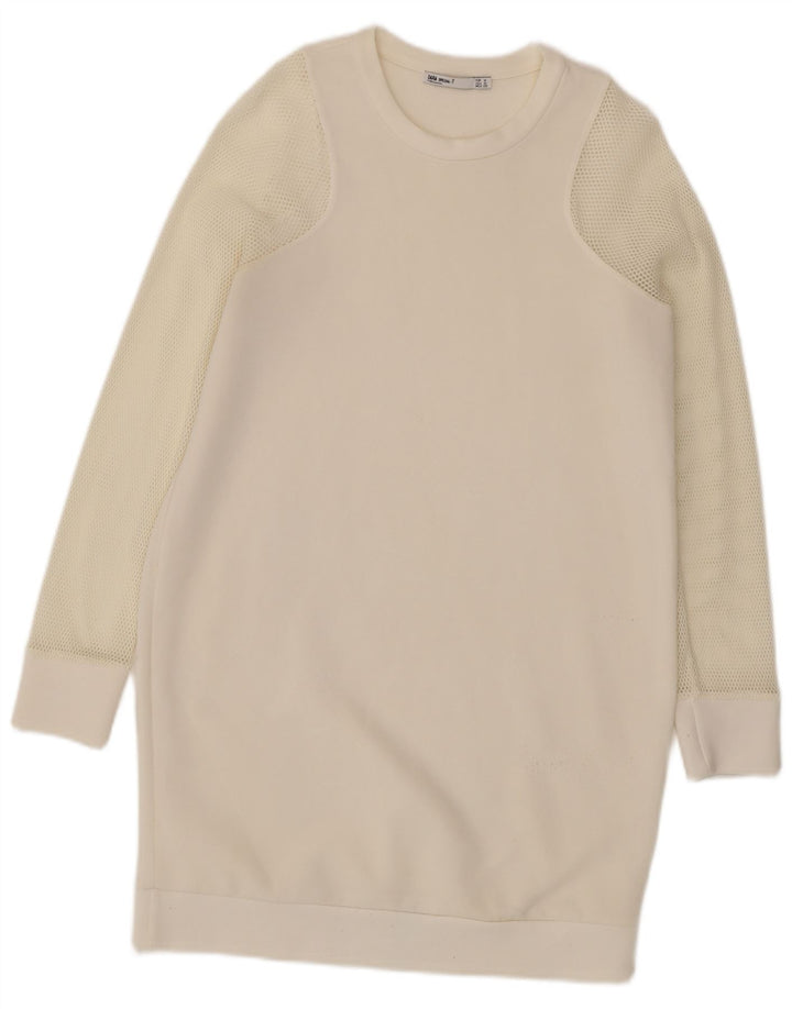 Abito maglione in felpa da donna Zara UK 12 medio bianco sporco