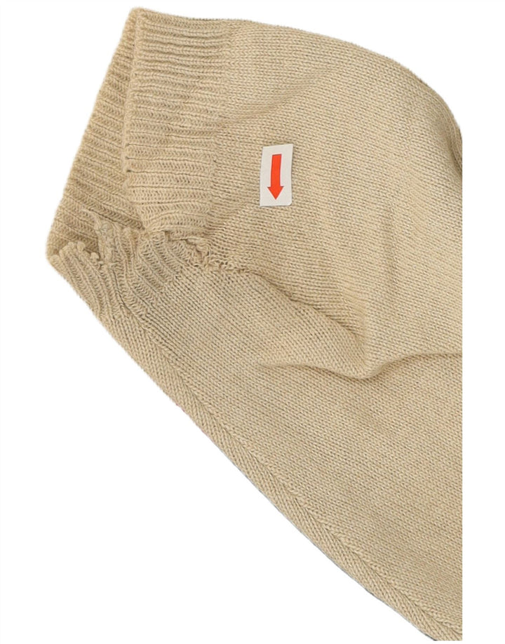 Maglione da uomo vintage grande in poliacrilico color block beige