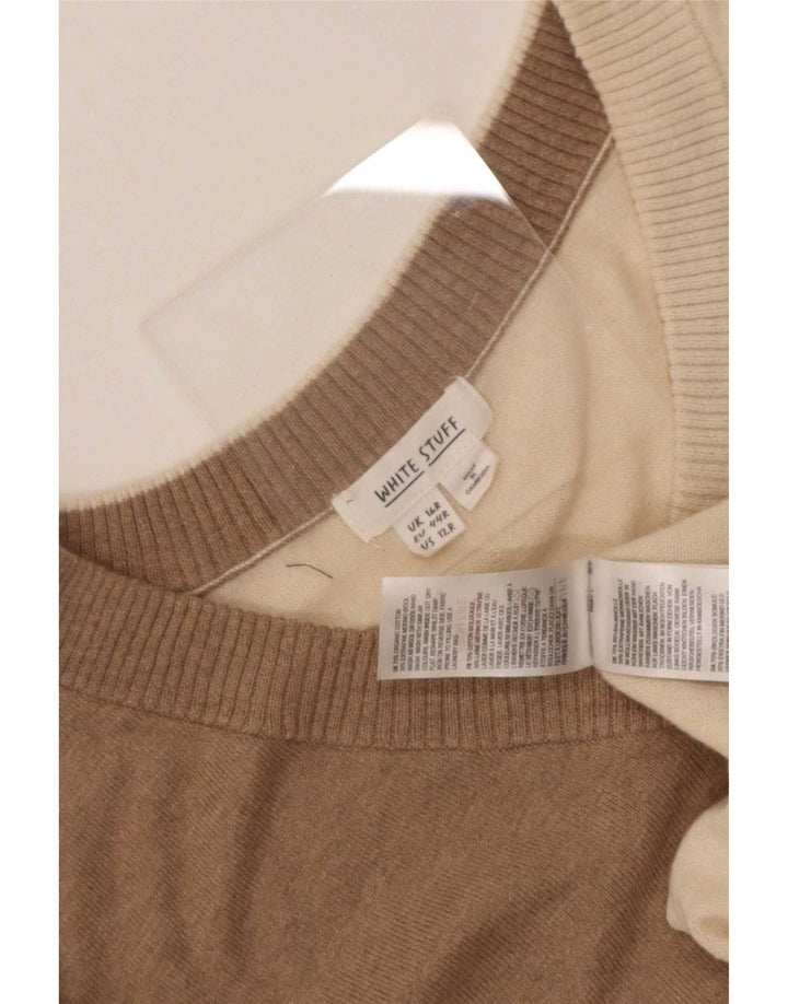 Maglione maglione con scollo a V da donna White Stuff UK 16 grande multicolore