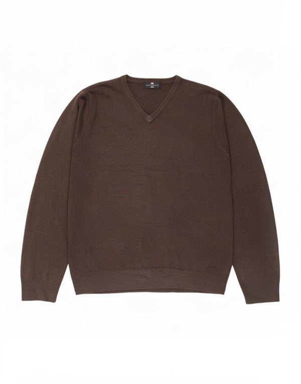 Maglione da uomo Marks & Spencer con scollo a V blu Harbour, grande acrilico grigio