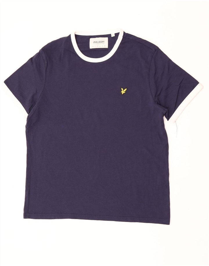 Lyle & Scott T-shirt da uomo Top Large Blu Navy Colourblock