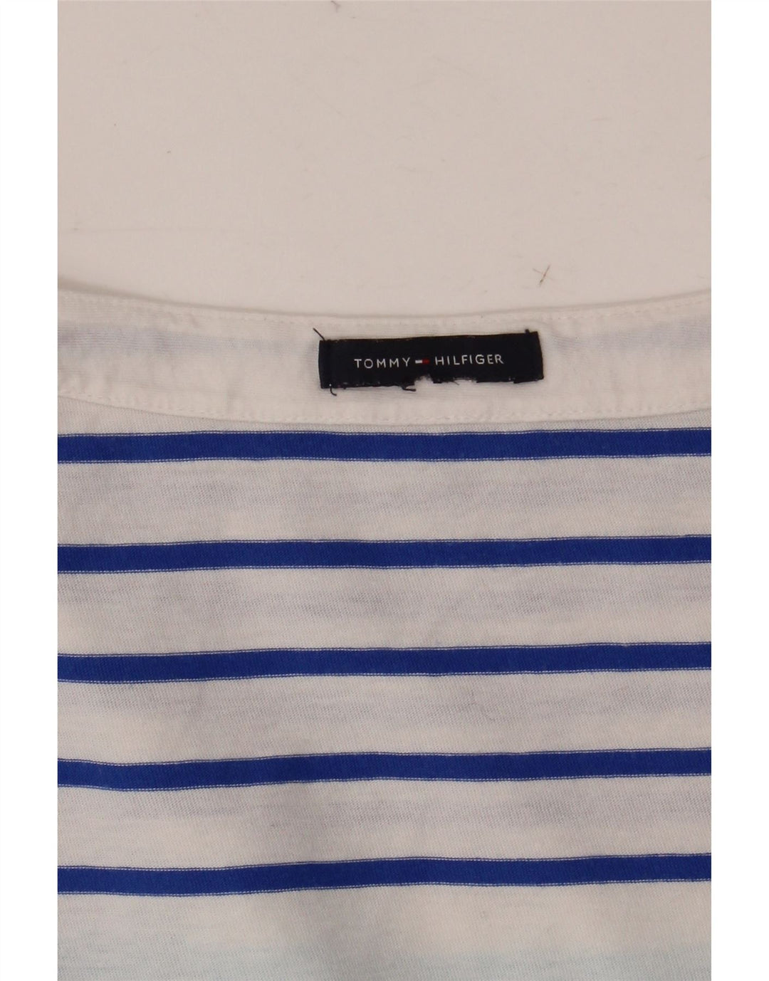 TOMMY HILFIGER Top da donna manica 3/4 UK 12 a righe blu medio