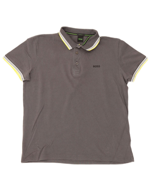 Polo Hugo Boss da uomo vestibilità regolare in cotone grigio medio