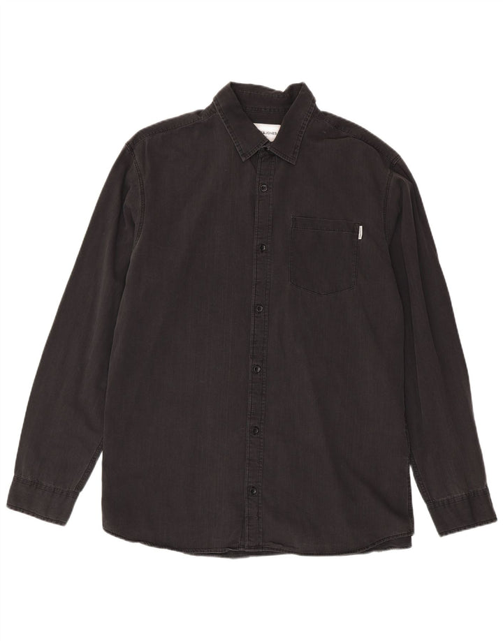 Camicia di jeans da uomo Jack & Jones XL in cotone grigio