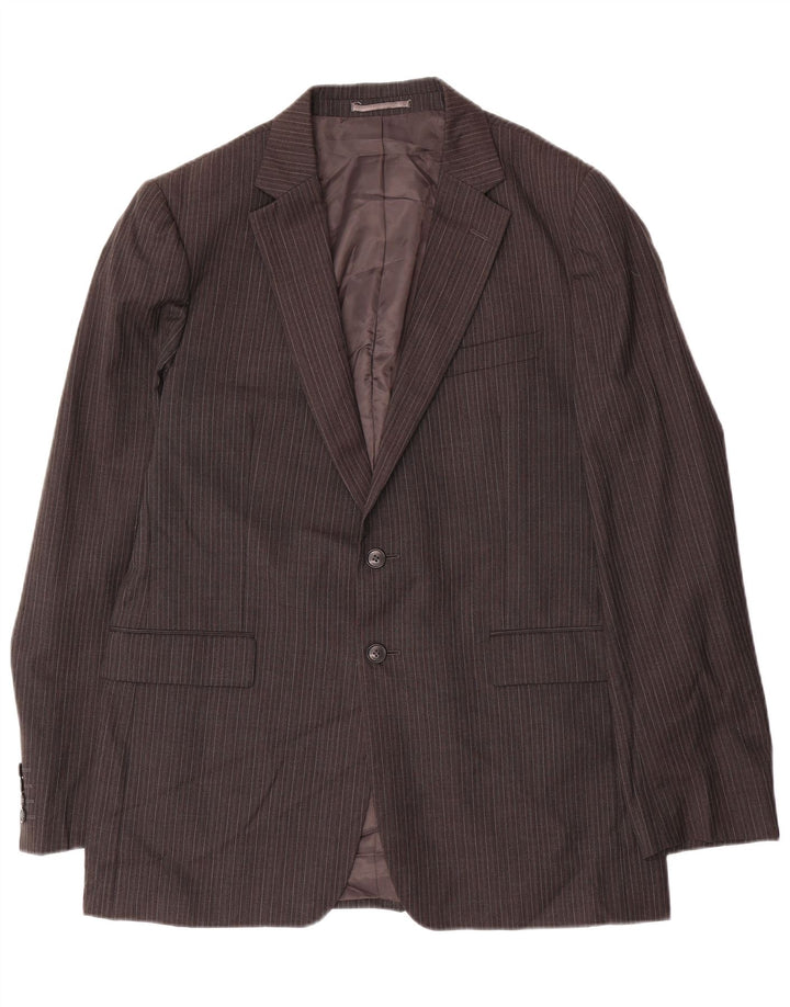 Giacca blazer da uomo a 2 bottoni Jaeger UK 42 XL lana gessata grigia