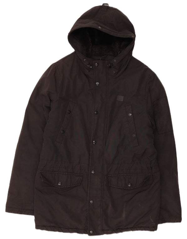 Giacca parka con cappuccio da uomo Vintage Industries UK 38 cotone nero medio