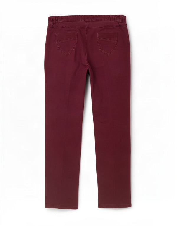 Pantaloni chino classici da donna Marks & Spencer UK 16 Large W36 L30 Borgogna