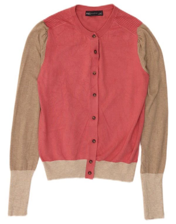 Maglione cardigan da donna Marks & Spencer UK 6 XS viscosa color block rosa