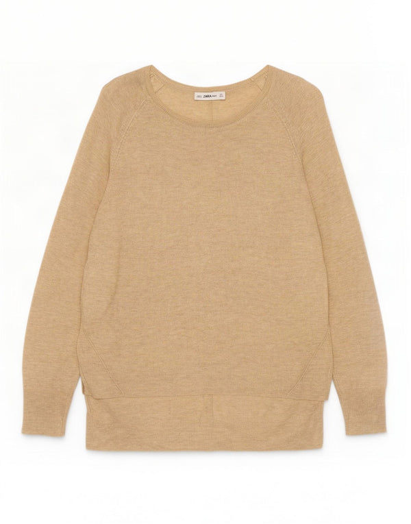 Maglione da donna Zara con scollo a barca, UK 14, grande beige screziato
