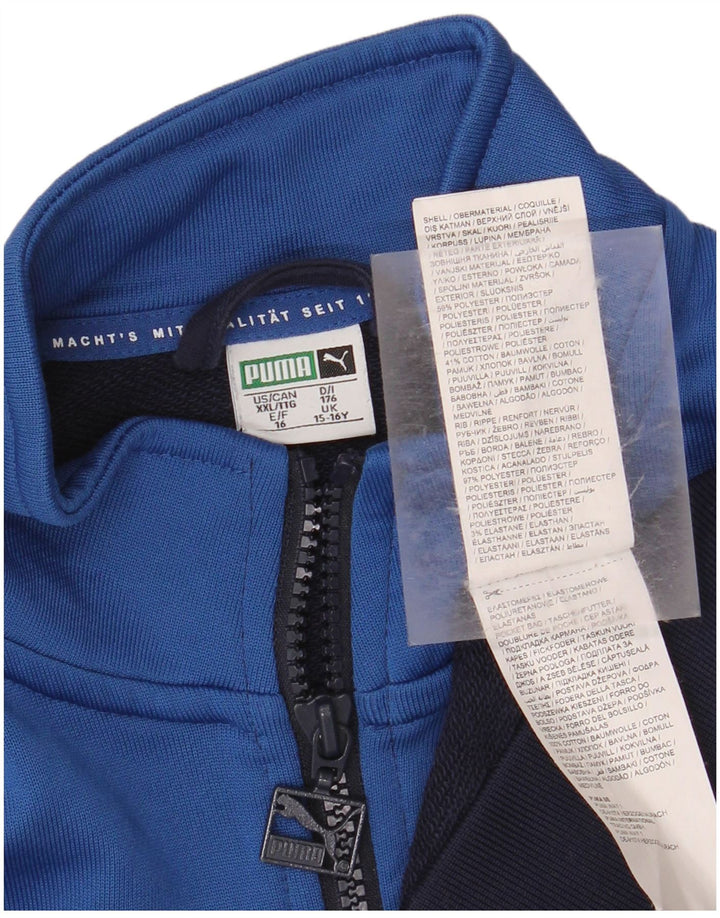 Giacca da tuta da ragazzo PUMA 15-16 anni in poliestere color block blu navy