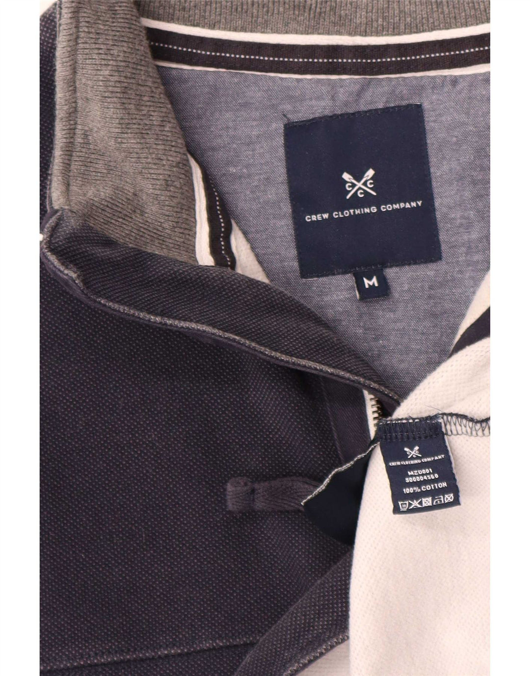 Crew Clothing Felpa da uomo con collo con zip, maglione medio, cotone blu navy