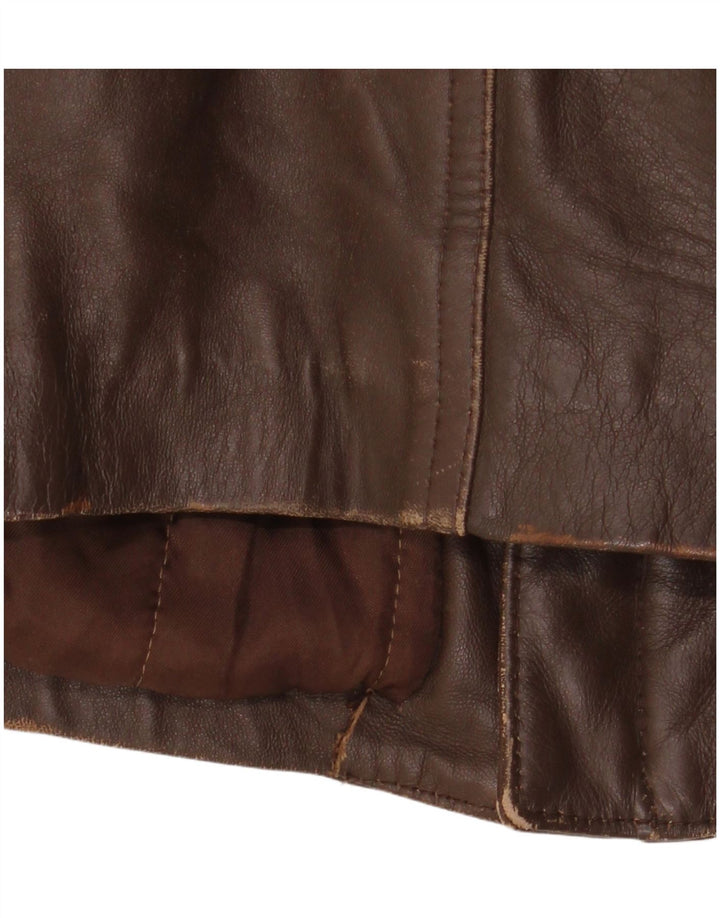 Giacca in pelle vintage da uomo IT 52 XL in pelle marrone