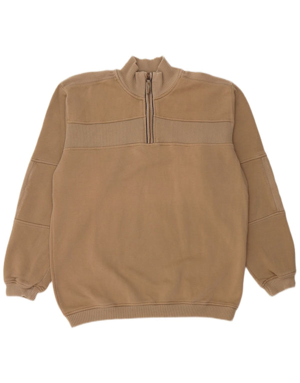 Felpa da uomo con collo e zip CHAMPION 2XL in cotone beige