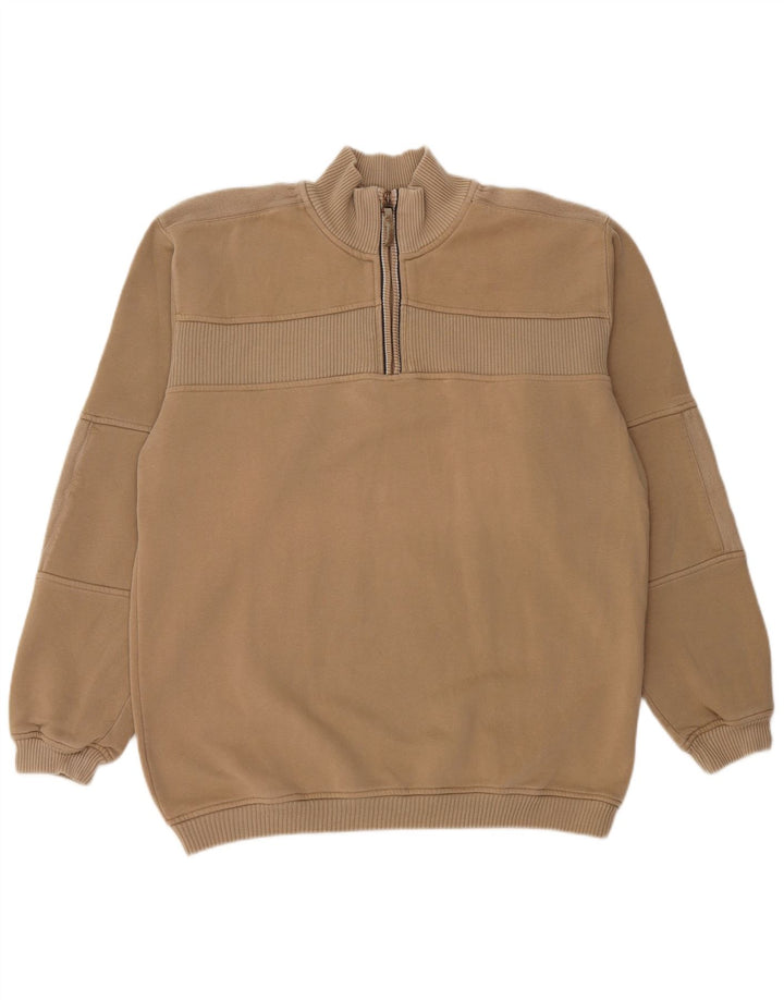 Felpa da uomo con collo e zip CHAMPION 2XL in cotone beige