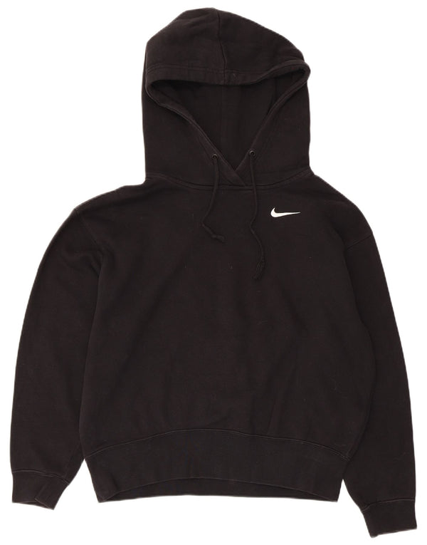 Felpa con cappuccio oversize da donna Nike UK 6 XS cotone nero