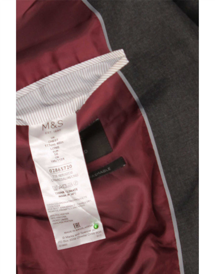 Giacca blazer a 2 bottoni da uomo Marks & Spencer UK 46 XL poliestere grigio