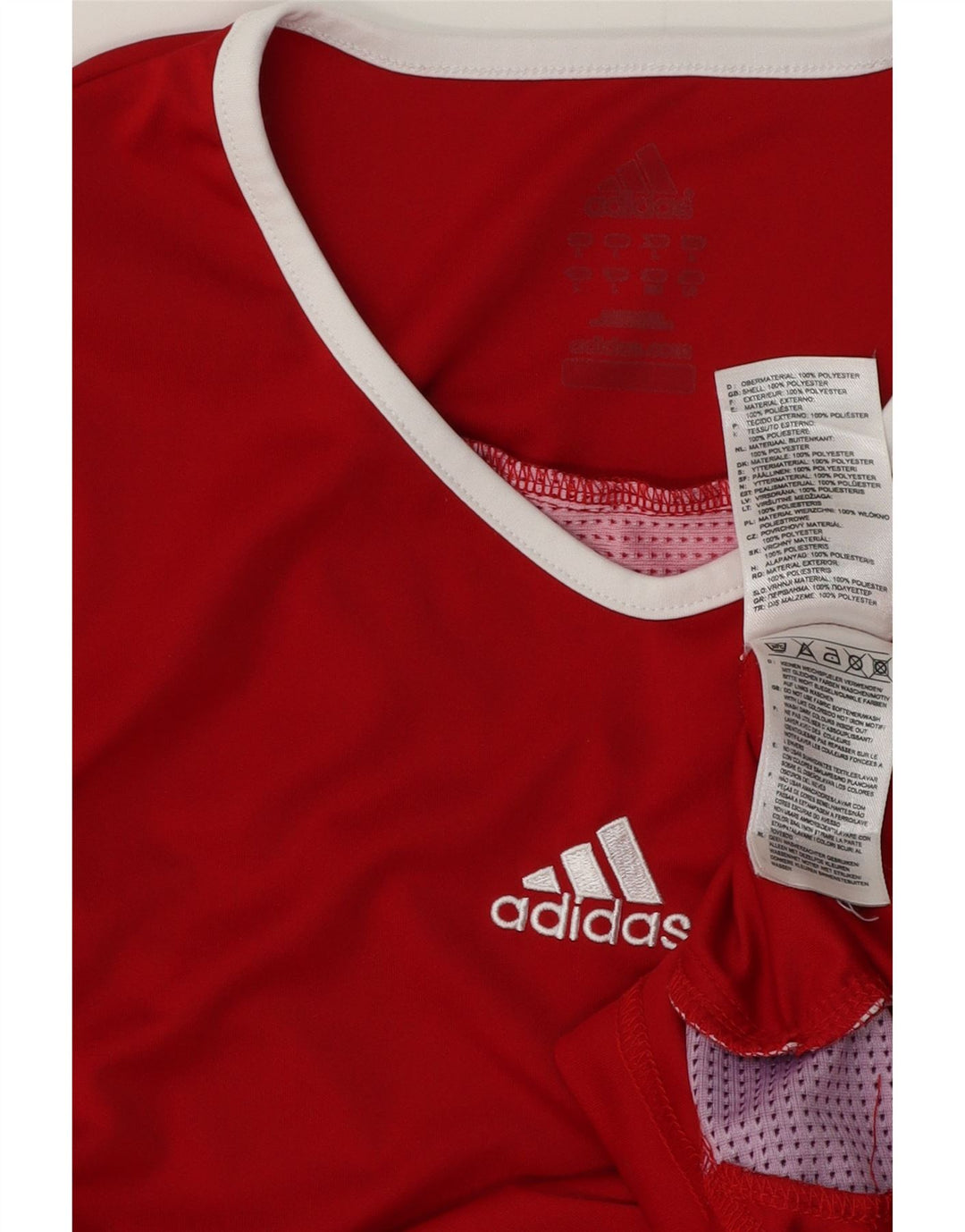 T-shirt Adidas Climalite da uomo, grande, in poliestere color block rosso