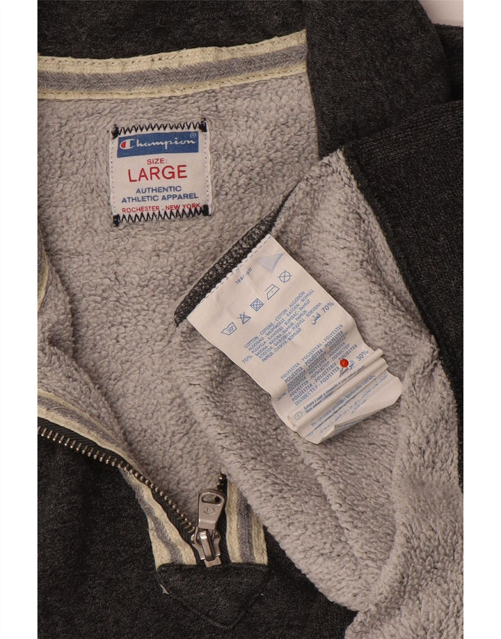 Felpa Champion da uomo con collo con zip, maglione grande, cotone grigio