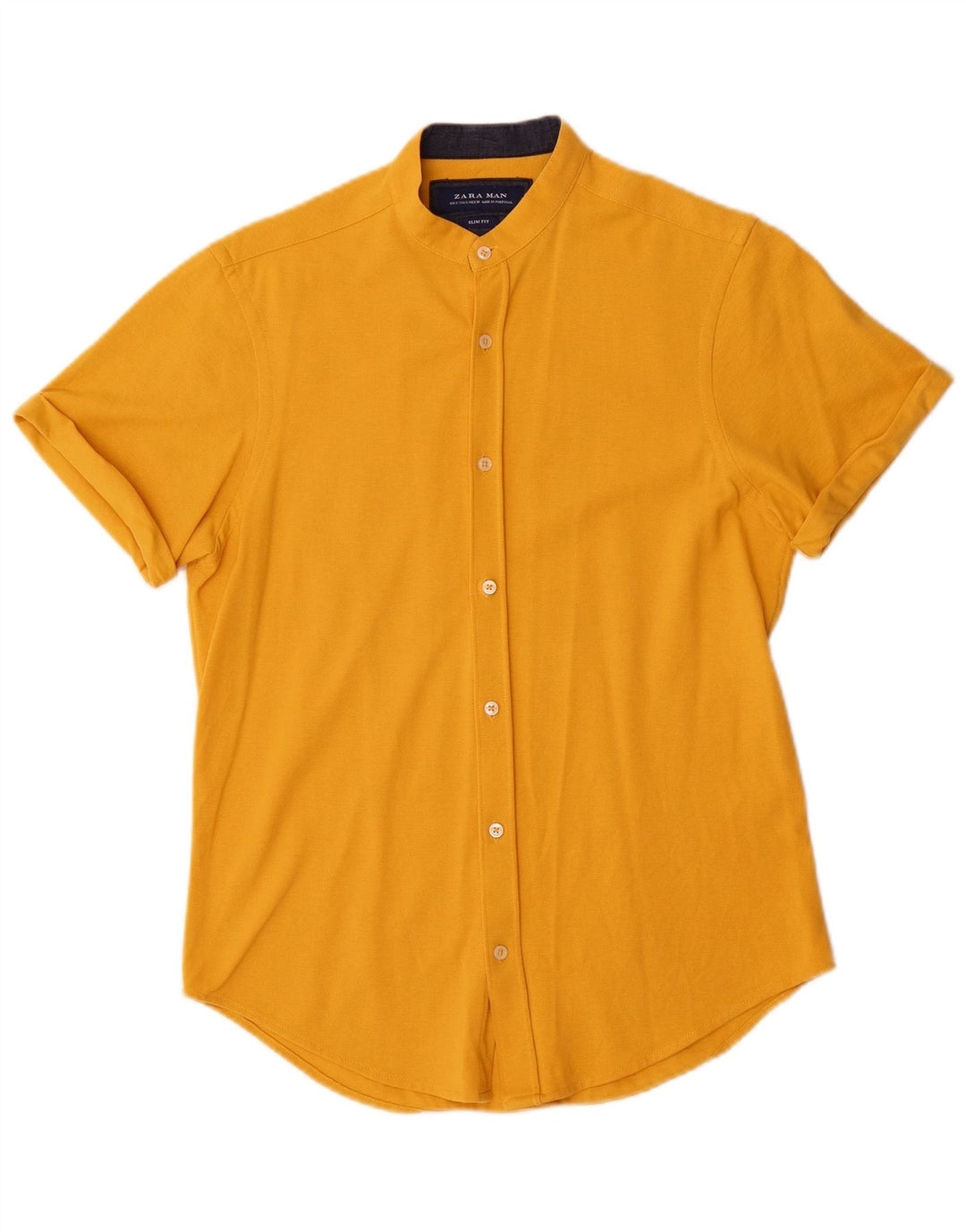 Camicia Zara da uomo slim fit a maniche corte piccola gialla
