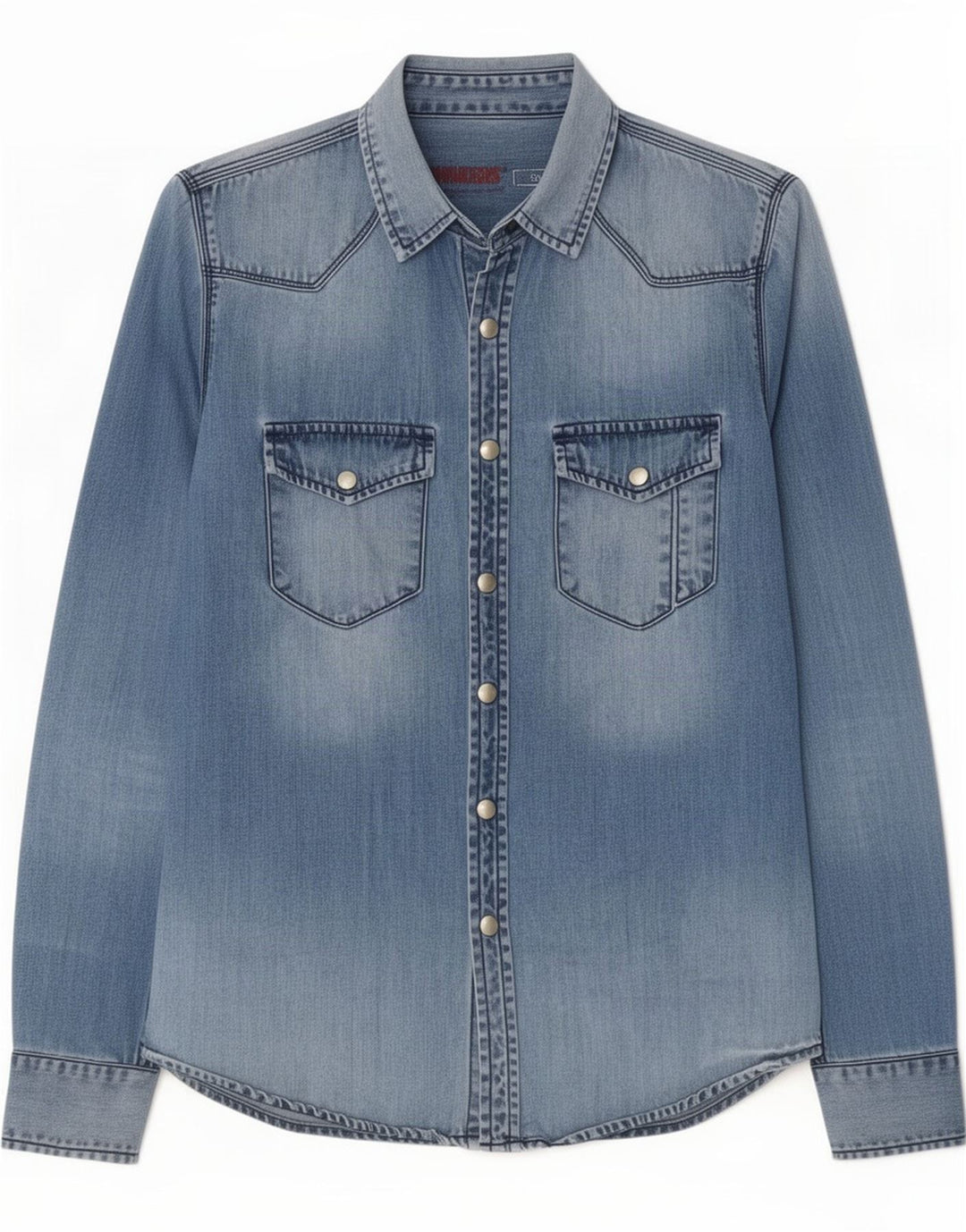 Morris Camicia di jeans da uomo grande in cotone blu