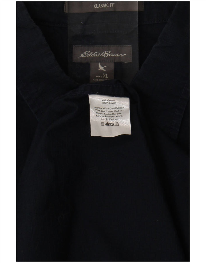 EDDIE BAUER Camicia da uomo a maniche corte vestibilità classica XL in cotone blu navy