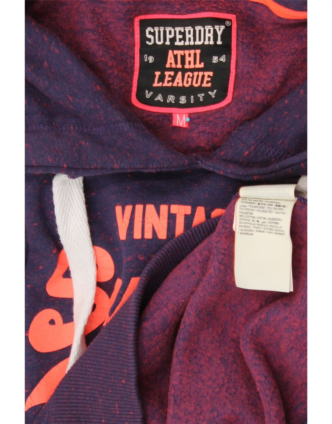 Maglione con cappuccio grafico da uomo SUPERDRY Poliestere chiazzato viola medio