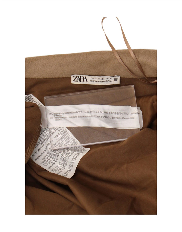 ZARA Womens Open Overcoat UK 18 XL Brown Polyester