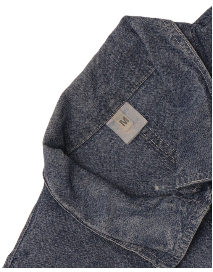 Camicia di jeans oversize da donna vintage UK 14 cotone blu medio