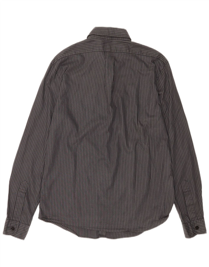 Camicia Armani Jeans Uomo In Cotone Rigato Grigio Medio