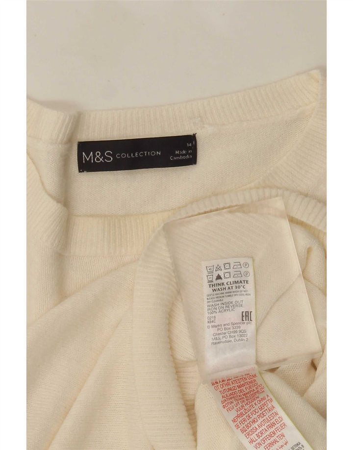 Maglione maglione girocollo da donna Marks & Spencer UK 14 medio bianco sporco